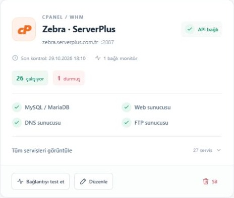 WHM servis kartı